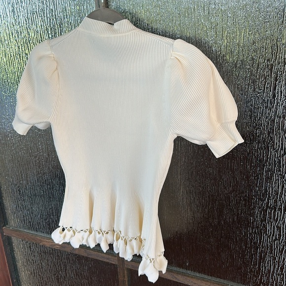 Ulla Johnson Esma Puff Sleeve Rib Top in Alabaster size small - Picture 9 of 9